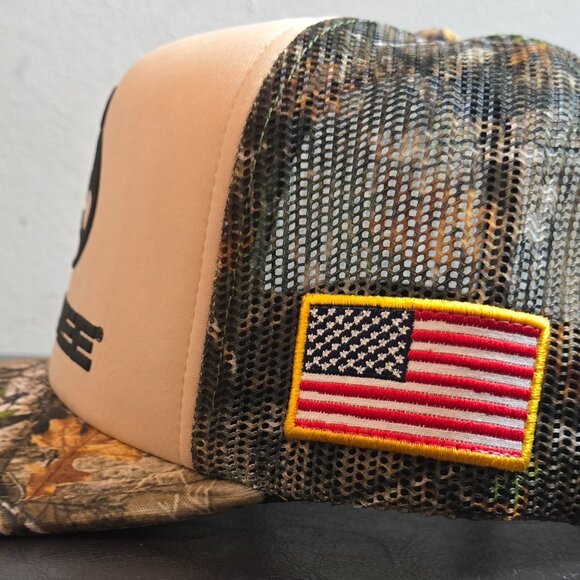 Realtree Camo / Beige 5 Panel Snapback Cap LARGE LOGO - Picture 2 of 6